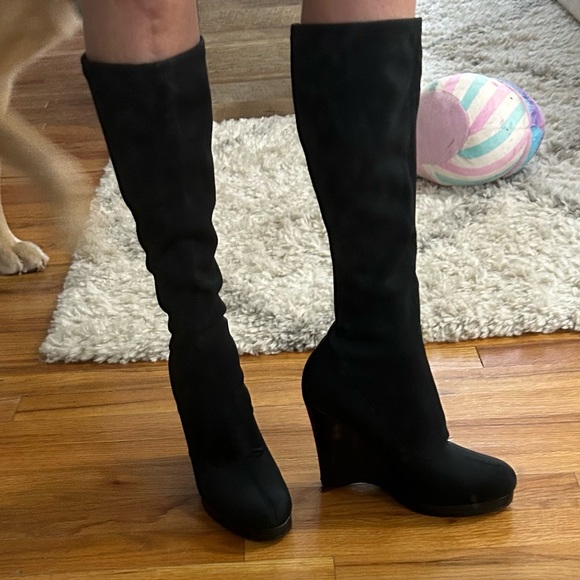 Colin Stuart black knee high stretch boots - Picture 2 of 7